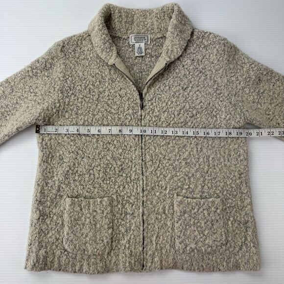 Vintage Jennifer Moore Boucle Wool Blend Zip Up Sweater Jacket Small Beige - Picture 8 of 10